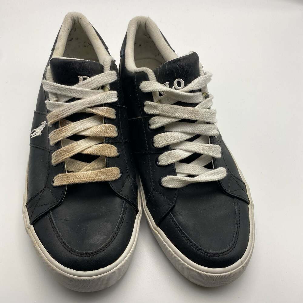 Polo Ralph Lauren Men's Humberto Leather Low in Black with White Laces